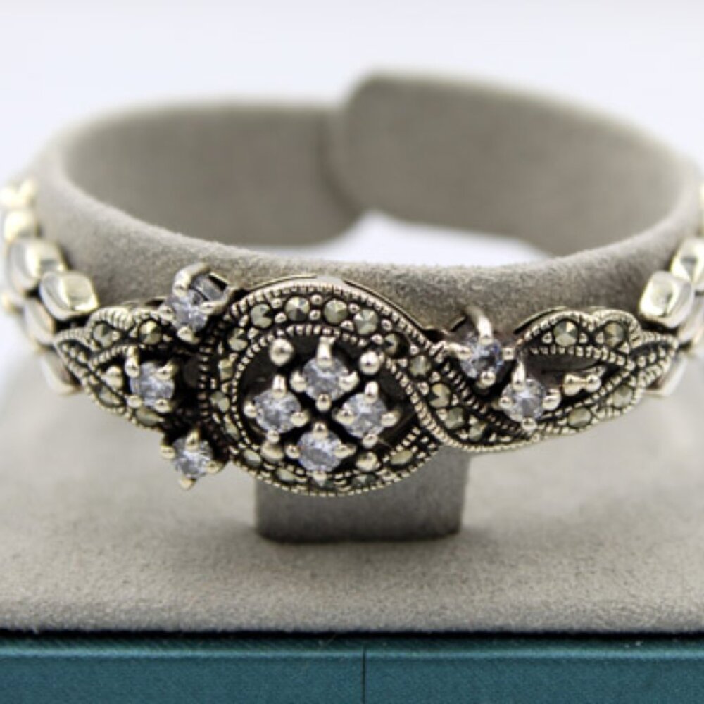 925 Marcasite Rhinestone Bracelet - Picture 2 of 8